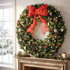 HOMCOM 48 Inch Pre-Lit Christmas Wreath, Artificial Xmas Wreath, Green