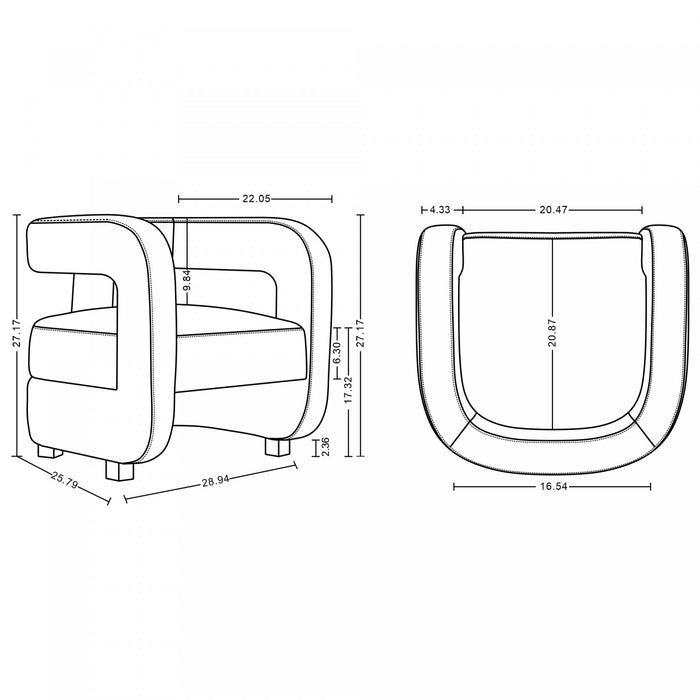 Amirah Modern Velvet Lounge Chair in Black - Set of 2