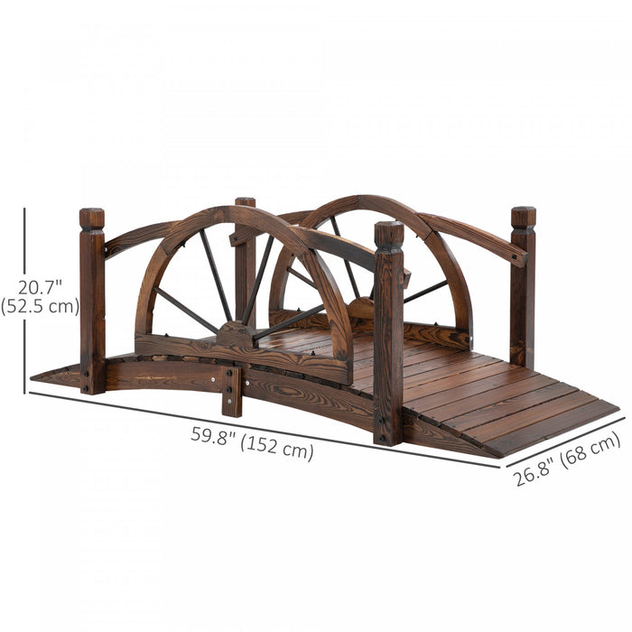 Outsunny Wooden Garden Bridge, Decorative Arc Footbridge With Guardrail