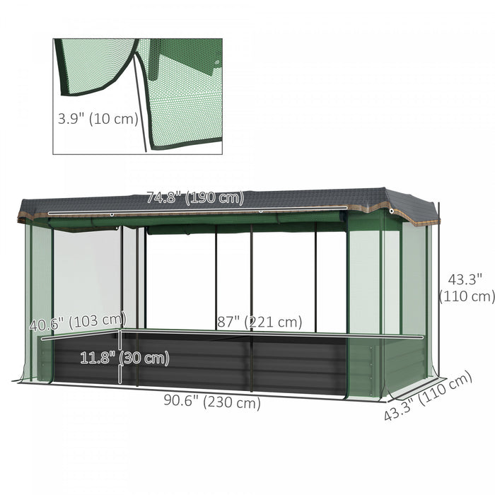 Outsunny Galvanized Raised Garden Bed With Crop Cage And Shade Cloth