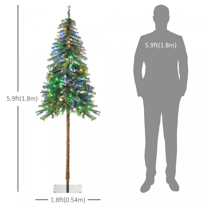 Homcom 6' Slim Pencil Artificial Snow Christmas Tree With Led Lights