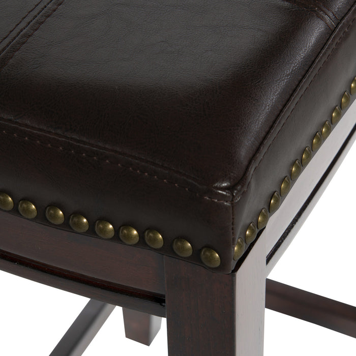 Claridge Faux Leather Brown Backless Counter-Height Stool - Set of 2