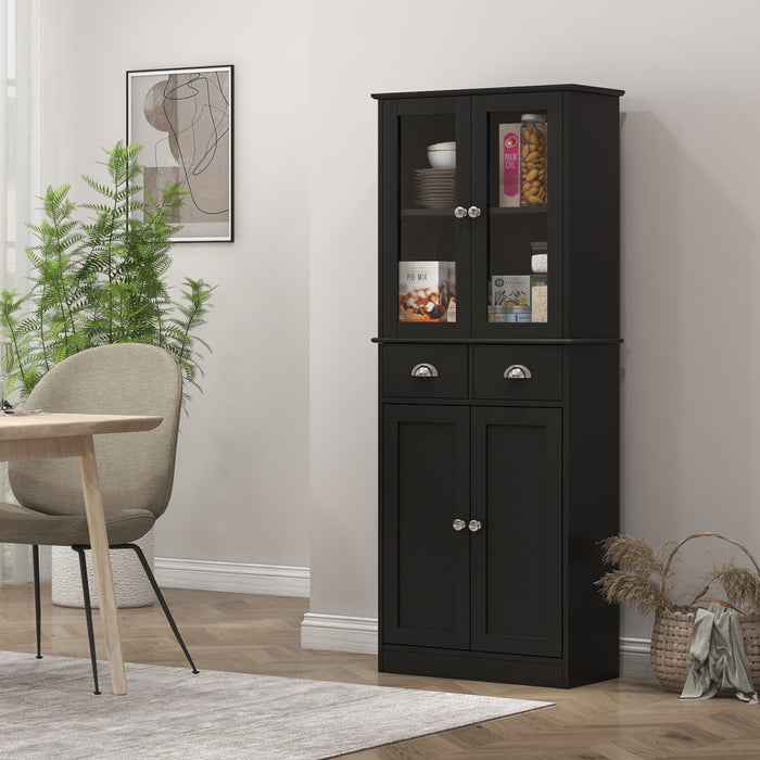 HOMCOM 61\" Kitchen Pantry Storage Cabinet w/ Shelves Soft Close Doors