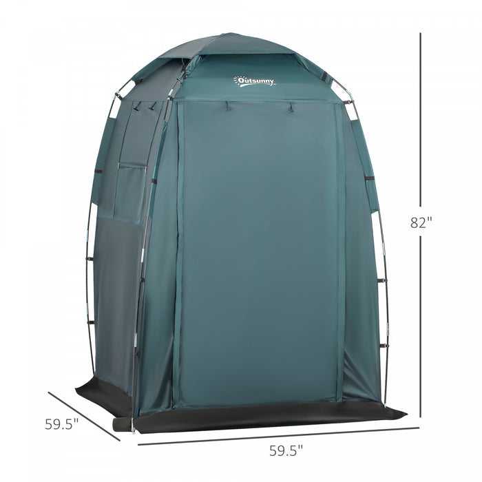 Outsunny 60\" X 60\" X 82\" Shower Tent Extra Wide Changing Room Privacy Portable Camping Shelters With Windows & Floor Mat, Green