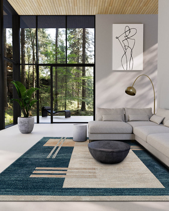 Sorelle Contemporary 5'1\" x 7'7\" Area Rug in Blue Indoor Area Rug