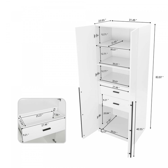 Lee Modern 32\" Wardrobe Closet in White - Set of 3 Armoire