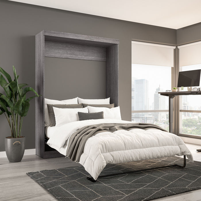 Bestar Pur Full Murphy 59-Inch Wall Bed - Bark Grey