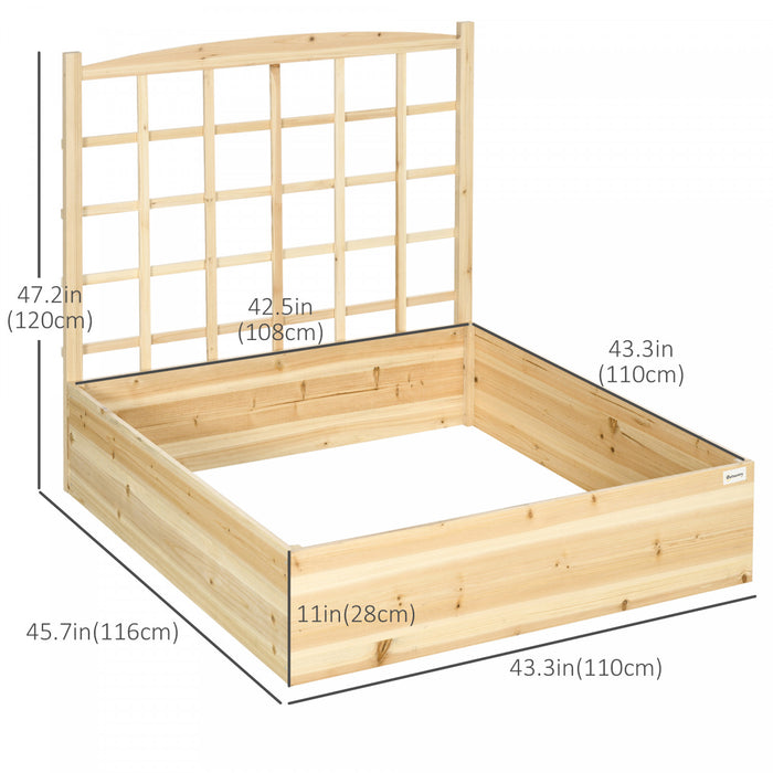 Outsunny Large Raised Garden Bed With Trellis For Climbing Plants, 47 Inch Wooden Box Planters For Outdoor Plants, Vegetables, Flowers, Herbs, Easy Assembly, Natural Tone