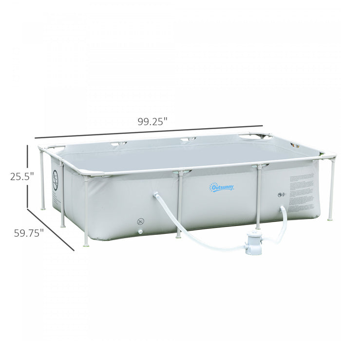 Outsunny 8.3’ X 5’ X 26” Frame Above Ground Swimming Pool Set, Grey