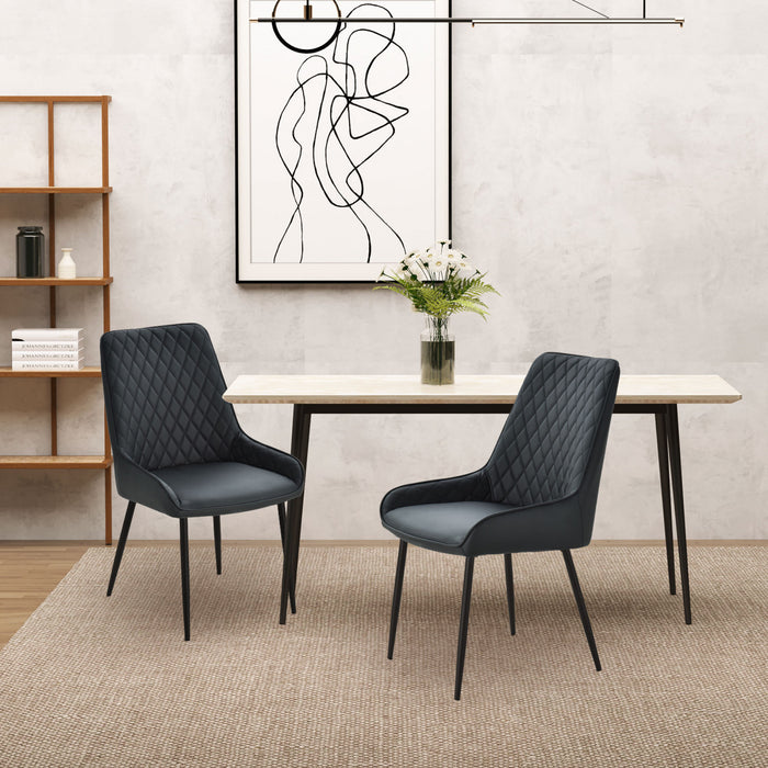 HOMCOM Dining Chairs Set of 2, PU Leather Kitchen Chairs with Steel Legs