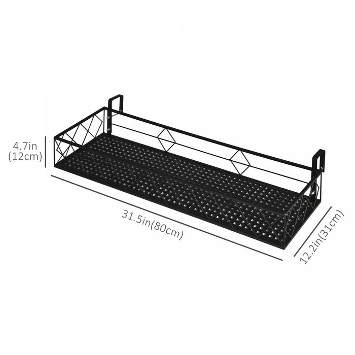 Outsunny 32'' X 12'' Hanging Flower Pot Stand Rack With Hooks, Metal Plant Pot Holder, Railing Shelf, Windows Decorate For Outdoor Garden Balcony Fence Patio