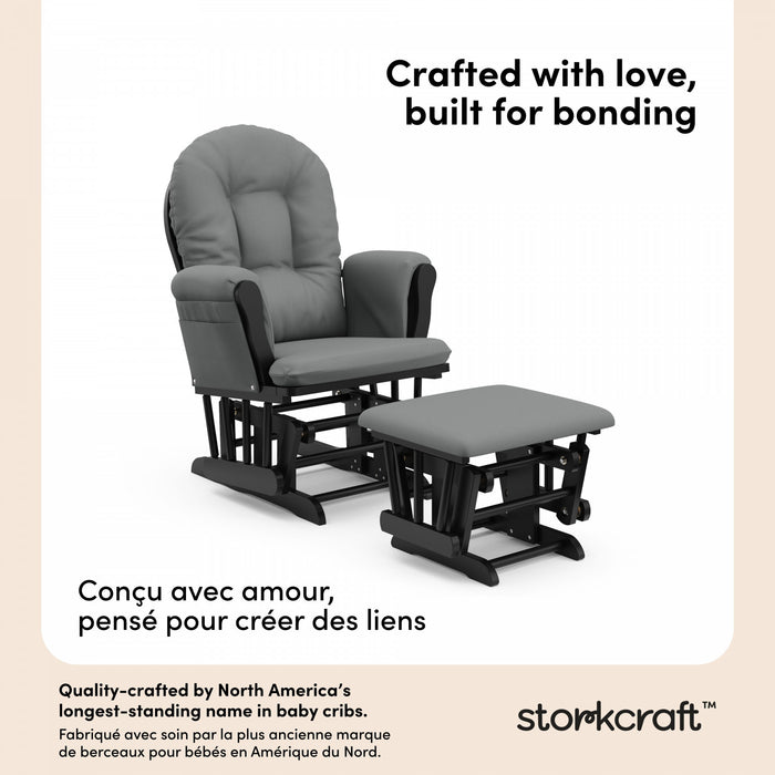 Storkcraft Hoop Glider and Ottoman - Black/Gray
