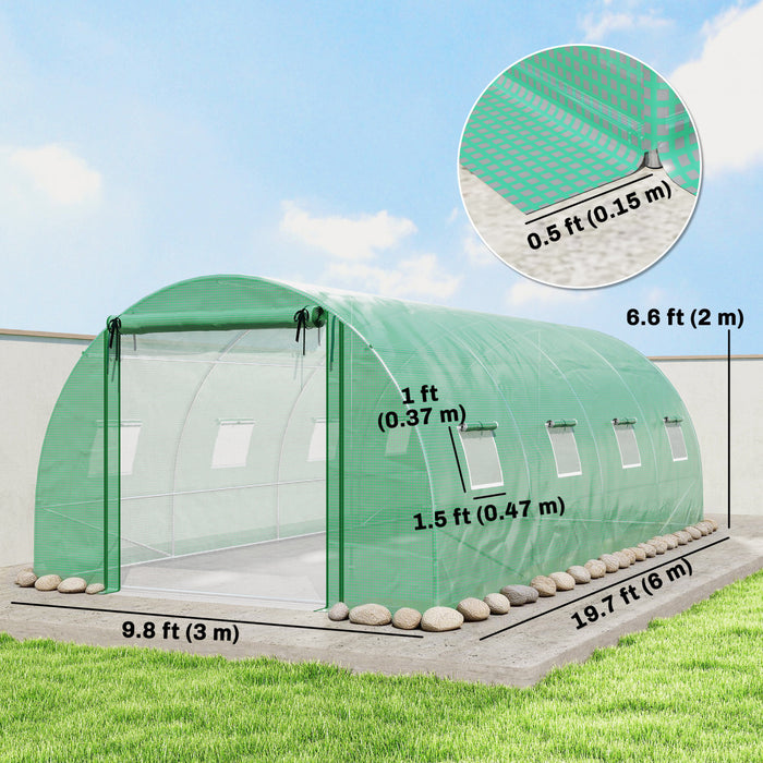 Outsunny Walk-in Tunnel Greenhouse Plant Hot House with Support Rods, Green