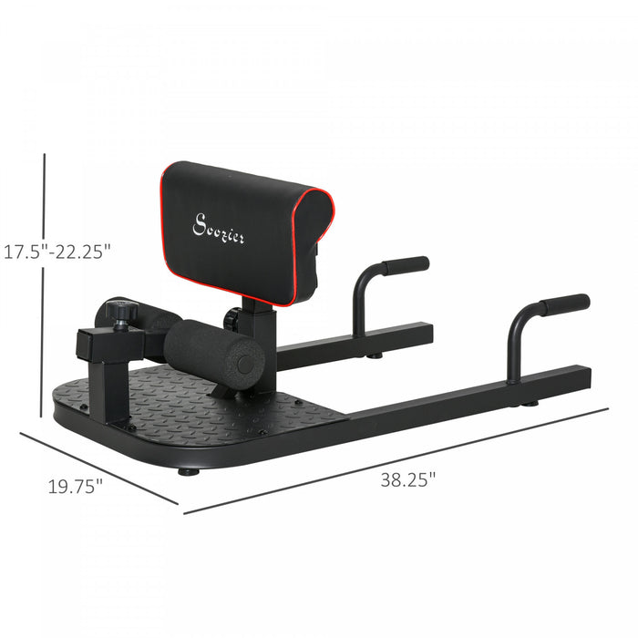 Soozier Adjustable Squat Machine With Push Up Bars, Multifunction Deep Sissy Squat Machine Leg Exerciser Ab Strength Training Home Gym Workout, Black