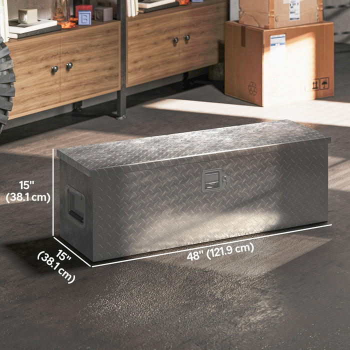 HOMCOM 48 Inch Truck Bed Tool Box, Heavy Duty Aluminum Trailer Tongue Box