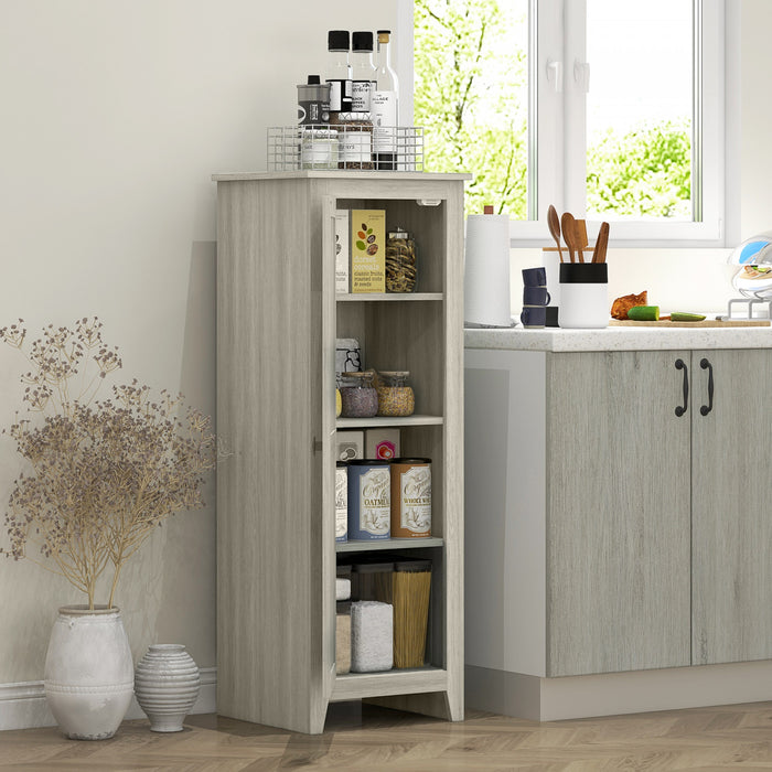 HOMCOM 48\" Kitchen Pantry, Storage Cabinet with Barn Door, Grey