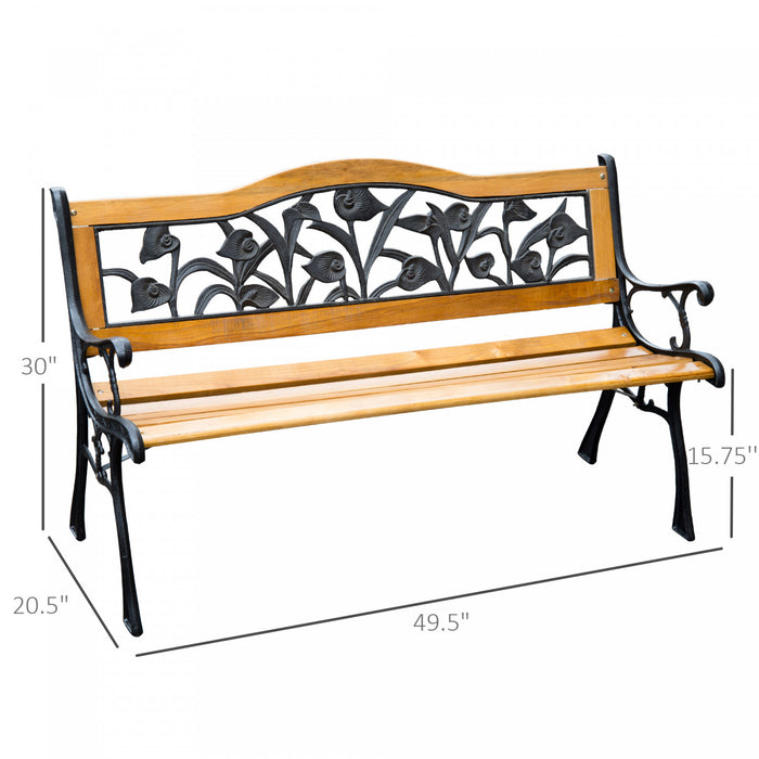 Outsunny 50\" 2-seater Garden Bench Chair, Natural