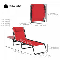 Outsunny Outdoor Folding Lounge Chair, Wine Red