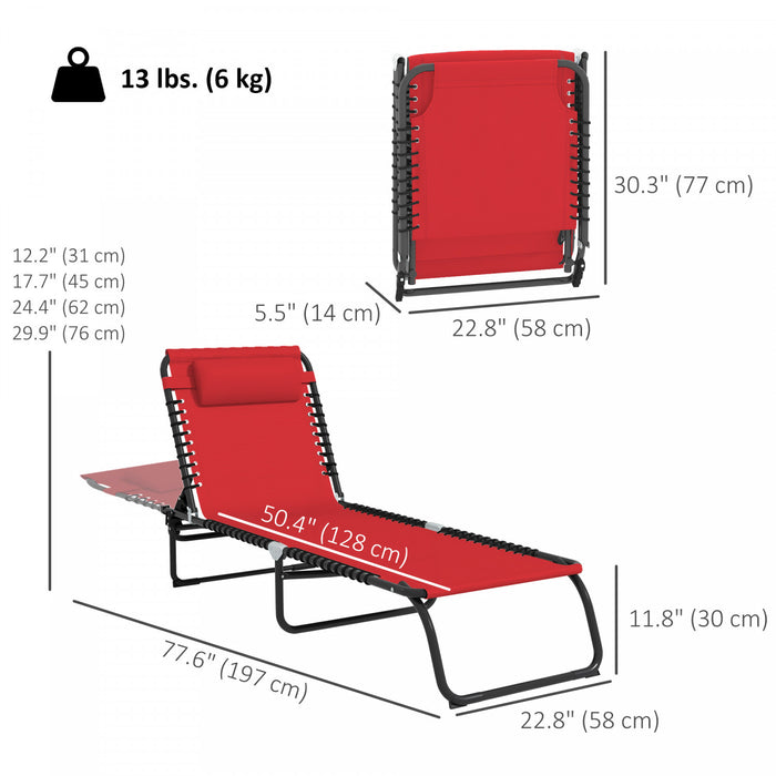 Outsunny Outdoor Folding Lounge Chair, Wine Red