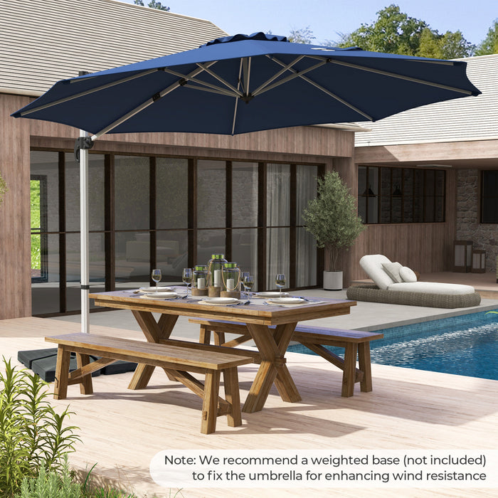 Costway 11 FT Outdoor Patio Umbrella, Round Cantilever Umbrella w/ 360° Rotation Navy