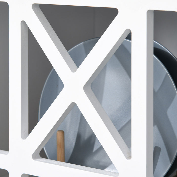 HOMCOM Storage Cabinet with Fretwork Doors Shelf Modern Sideboard Buffet