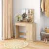 HOMCOM Vanity Table, Makeup Table with Mirror and Storage Shelves, Natural