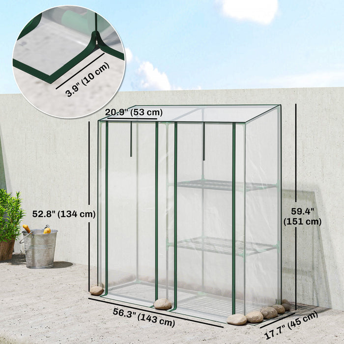 Outsunny Mini Greenhouse, Portable Greenhouse with 3 Shelves, Clear