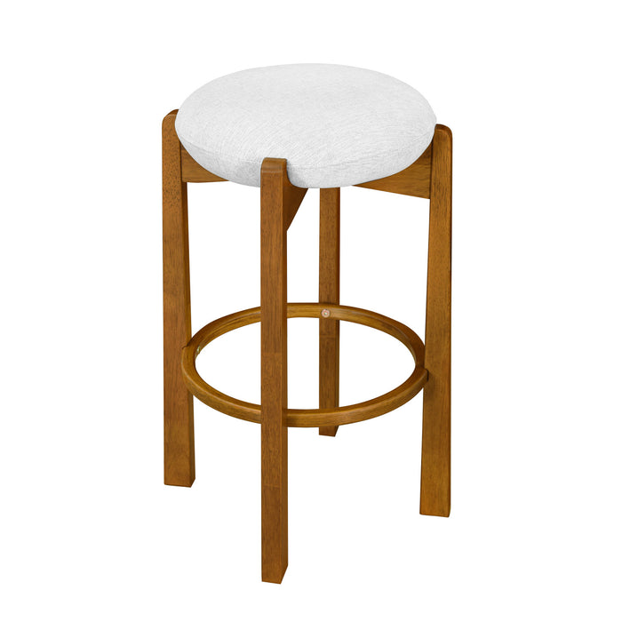 Olivia Rubberwood Indoor Round Seat Bar Stool Set of 4 with Durable Frame and Fabric
