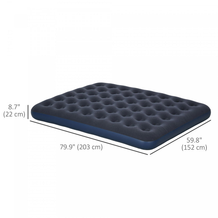 Outsunny Queen Air Mattress Inflatable Double Air Bed, Dark Blue