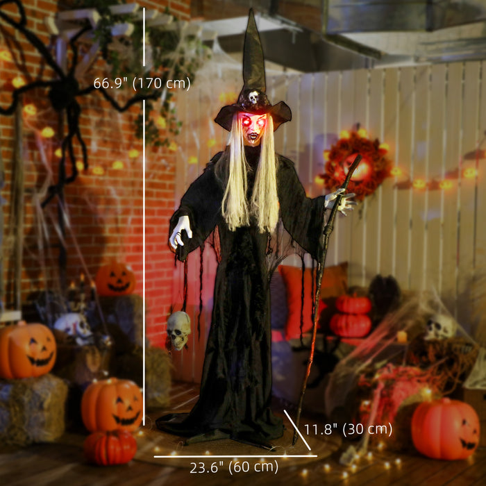 Outsunny Animated Halloween Decoration, Animatronics Witch, Black