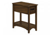 Accent Side End Table Nightstand 2-Tier Narrow Storage Drawer Brown Veneer Transitional