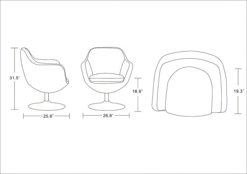 Caisson Modern Upholstered Swivel Lounge Chair in Red - Set of 2