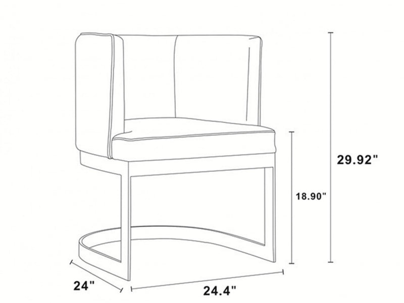 Aura Modern Velvet Metal Dining Chair in Royal Blue - Set of 2