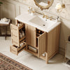 Oakmere 36 Inch Single Sink Bathroom Vanity with Two Doors and Two Drawers, Natural Wood | Oakmere Meuble-Lavabo Simple 36 po avec Deux Portes et Deux Tiroirs, Bois Naturel