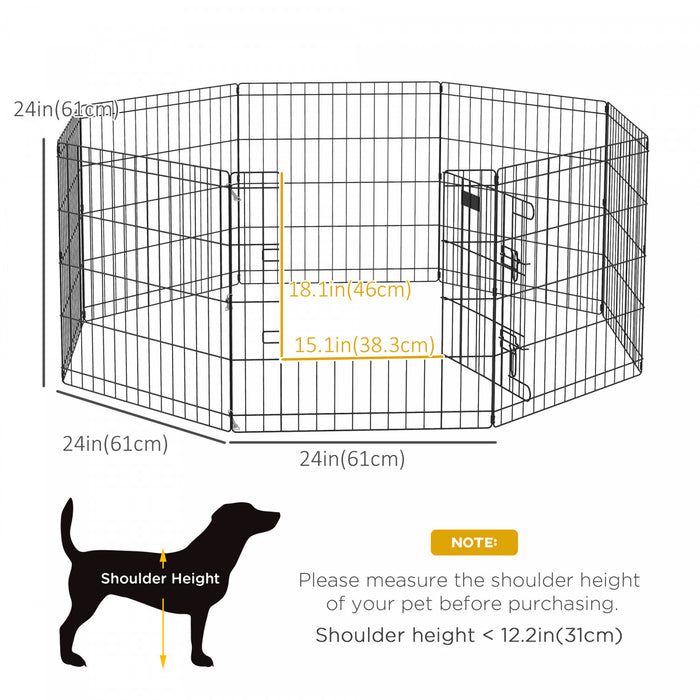 Pawhut Dog Playpen Puppy Play Pen, Pet Exercise Fences For Outside Indoor, Foldable Dog Kennel, 24\"h (upgraded)