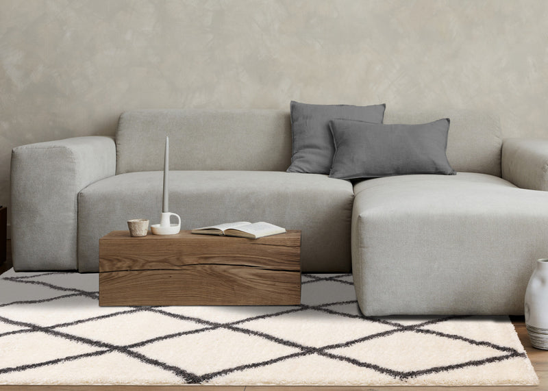 Fairmont White Grey Trellis Rug, 7'10\" x 10'6\" Indoor Area Rug