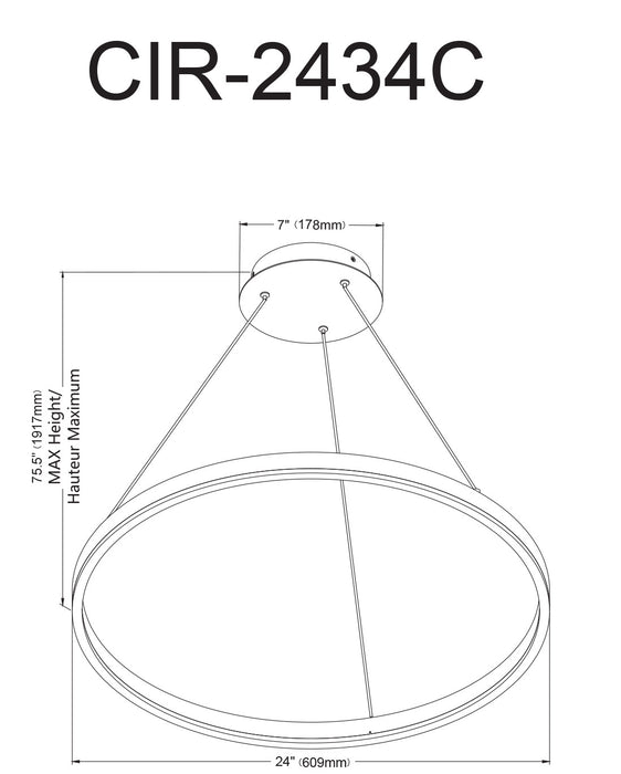 Dainolite Circulo Chandelier 34w Silver Finish White Acrylic Diffuser Lamp