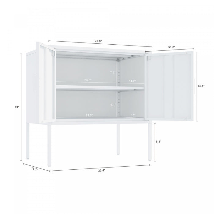 Ava Modern 24\" Metal Accent Cabinet in White