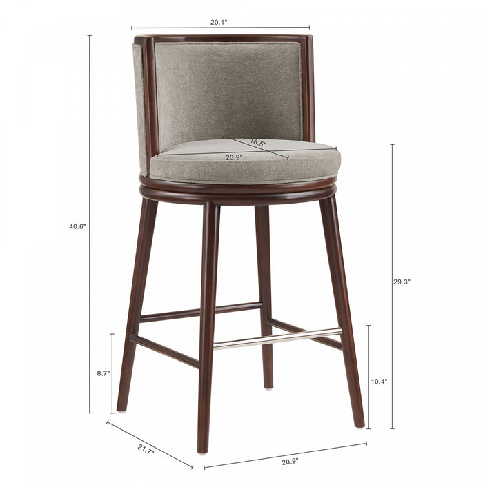 Evalyn Modern Wood Upholstered Barstool in Dove