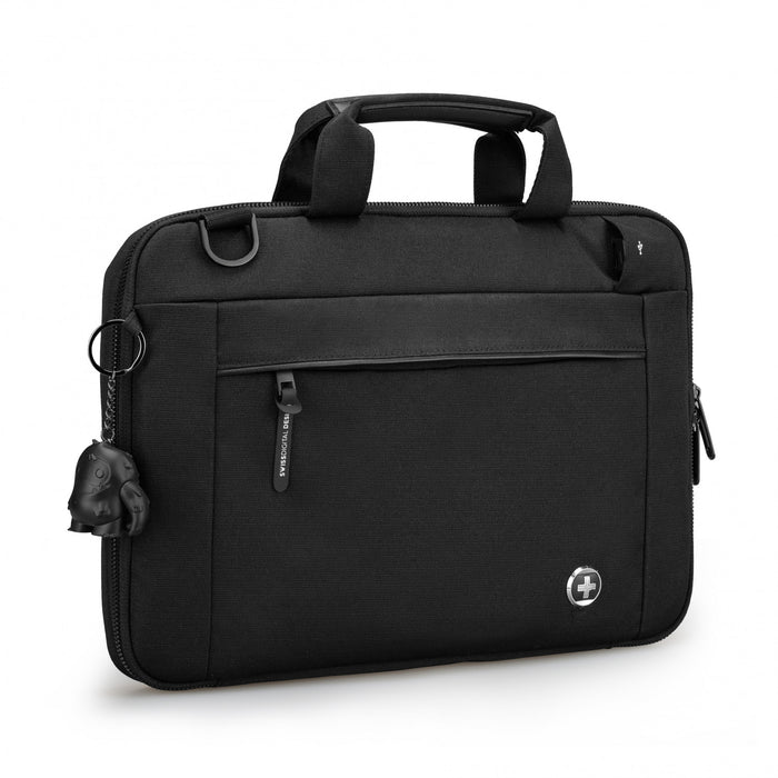 Swissdigital Bolligen 14\" Laptop Sleeve Bag – USB Charging, Water-Repellent, Add-A-Bag System, Padded Protection, Travel
