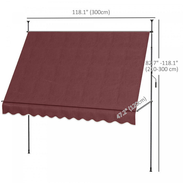 Outsunny 10' X 4' Retractable Awning, Freestanding & Non-screw, Wine Red