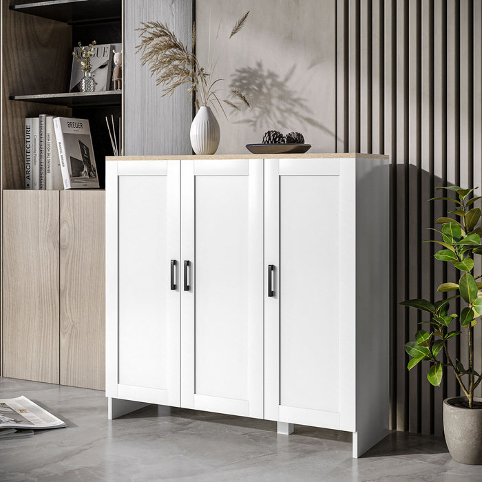 HOMCOM Modern Sideboard Buffet Cabinet with Adjustable Shelves White