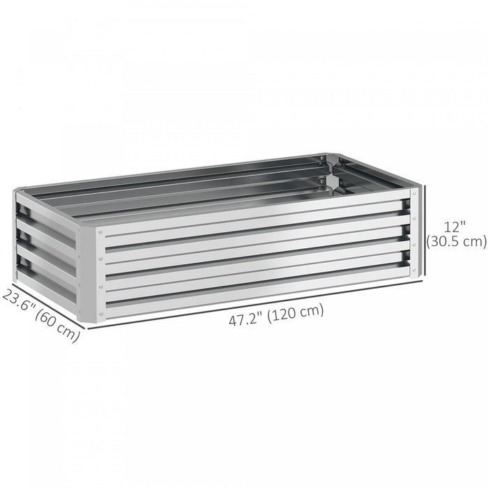 Outsunny 4' x 2' x 1' Raised Garden Bed, Galvanized Planter Box Silver