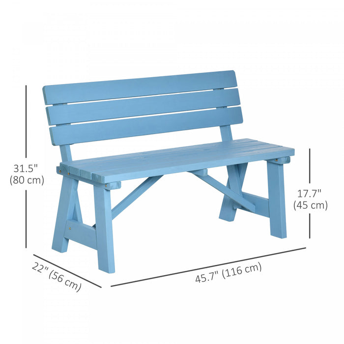 Outsunny Wooden Garden Bench For Outdoor, Blue