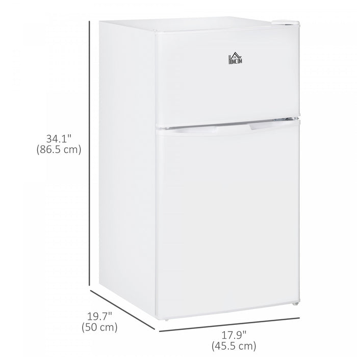 HOMCOM 3.2 Cu Ft Mini Fridge with Freezer Adjustable Shelf Reversible Doors
