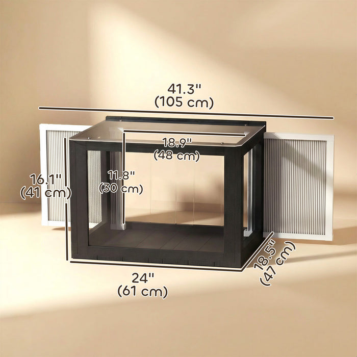 PawHut Acrylic Cat Window Catio, Catio Outdoor Enclosure with Wooden Frame, Cat Window Box with Waterproof Roof for Sunbathing, Napping, Enjoying The Outdoor Sight, for 25\"–41\"