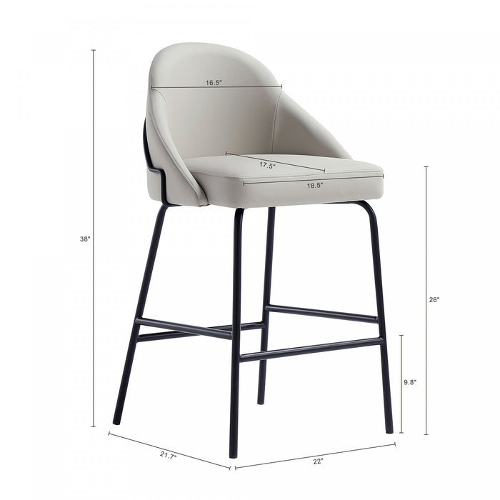 Gracie Modern Metal Upholstered Counter Stool in Stone Gray and Black - Set of 3