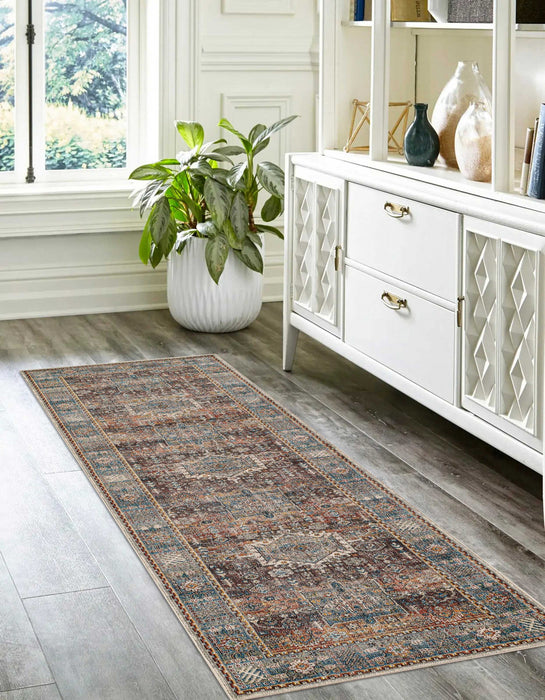 Dulce Traditional 2'6\" x Runner Rug in Multi Indoor Area Rug