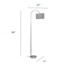 Arries Modern Arched Floor Lamp, Brushed Nickel &Silver, 66" | Arries Lampadaire arque moderne, Nickel brosse et Argent, 66 po H