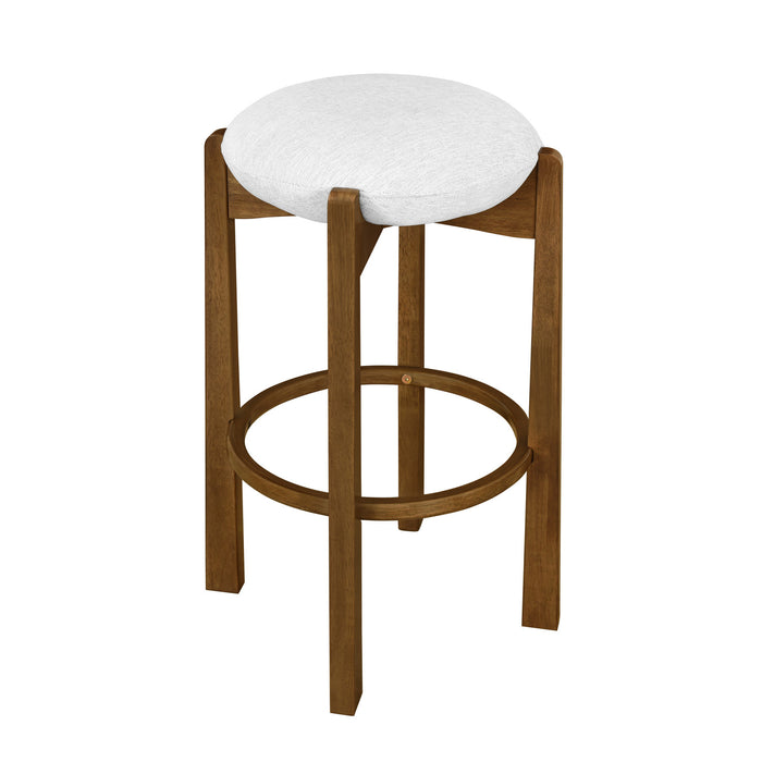 Olivia Rubberwood Indoor Round Seat Bar Stool Set of 2 with Durable Frame and Fabric